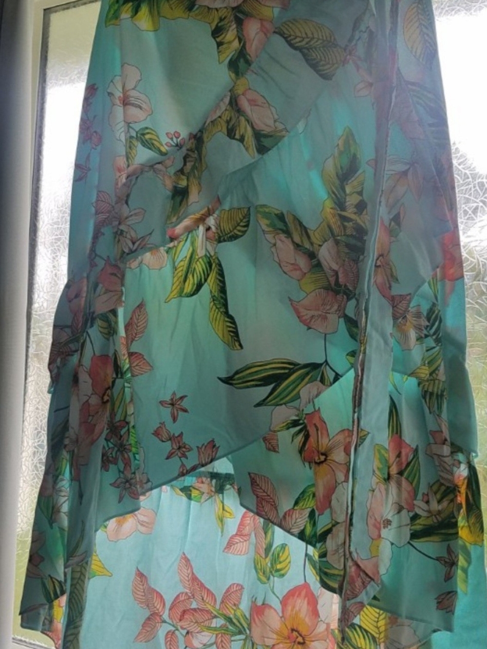 New York & Company Floral High-Low Wrap Skirt